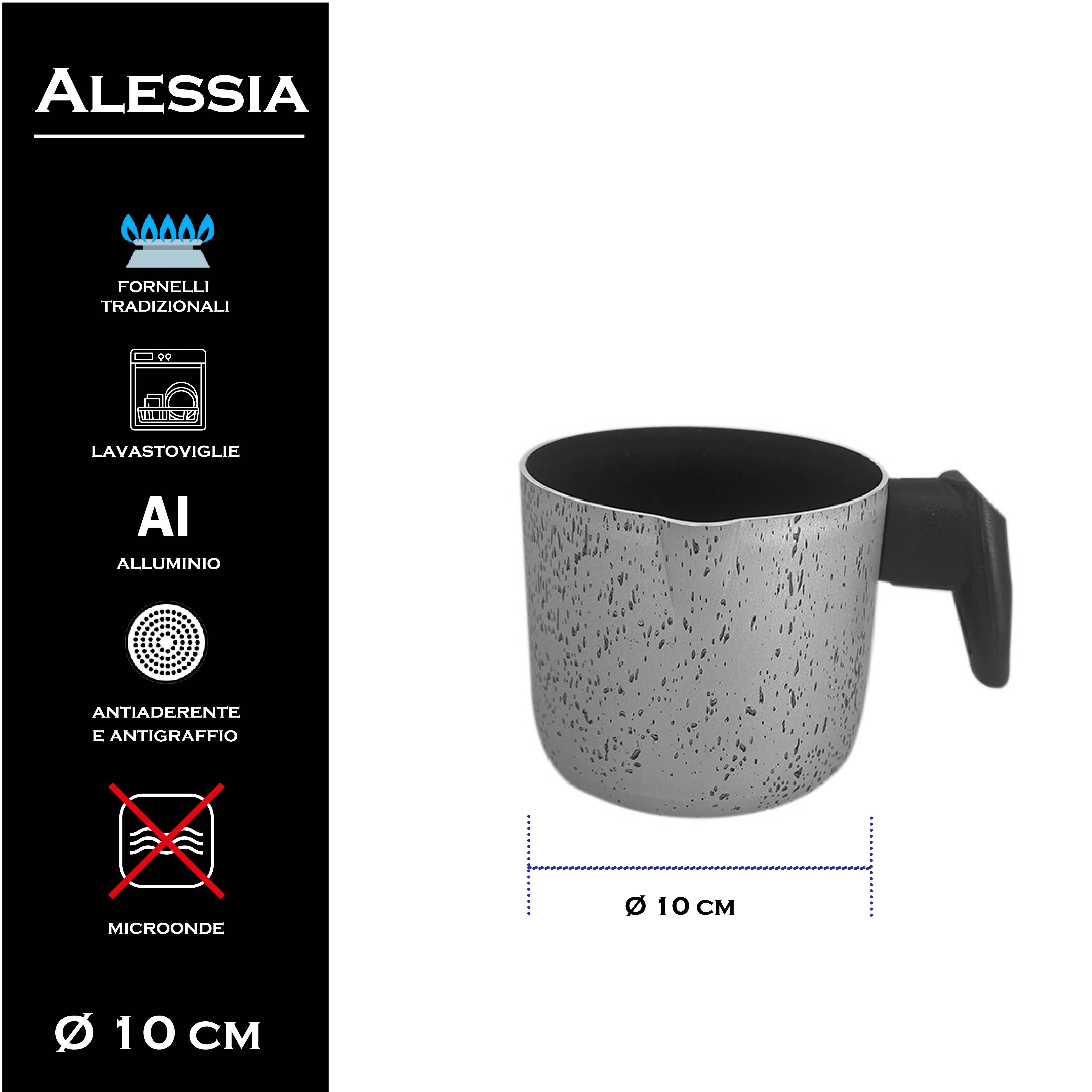 MA MAISON BOLLI LATTE LINEA ALESSIA 10 CM SPESSORE 1,50 MM ANTIADERENTE E ANTIGRAFFIO IN ALLUMINIO