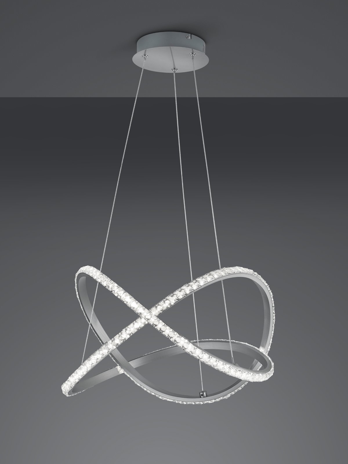 RUBIN LAMPADARIO A SOSPENSIONE A LED 50 CM CRISTALLO CON TELECOMANDO