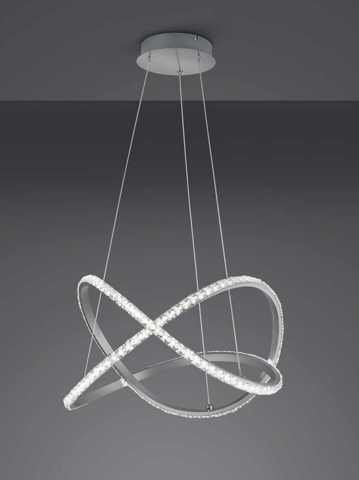 RUBIN LAMPADARIO A SOSPENSIONE A LED 50 CM CRISTALLO CON TELECOMANDO