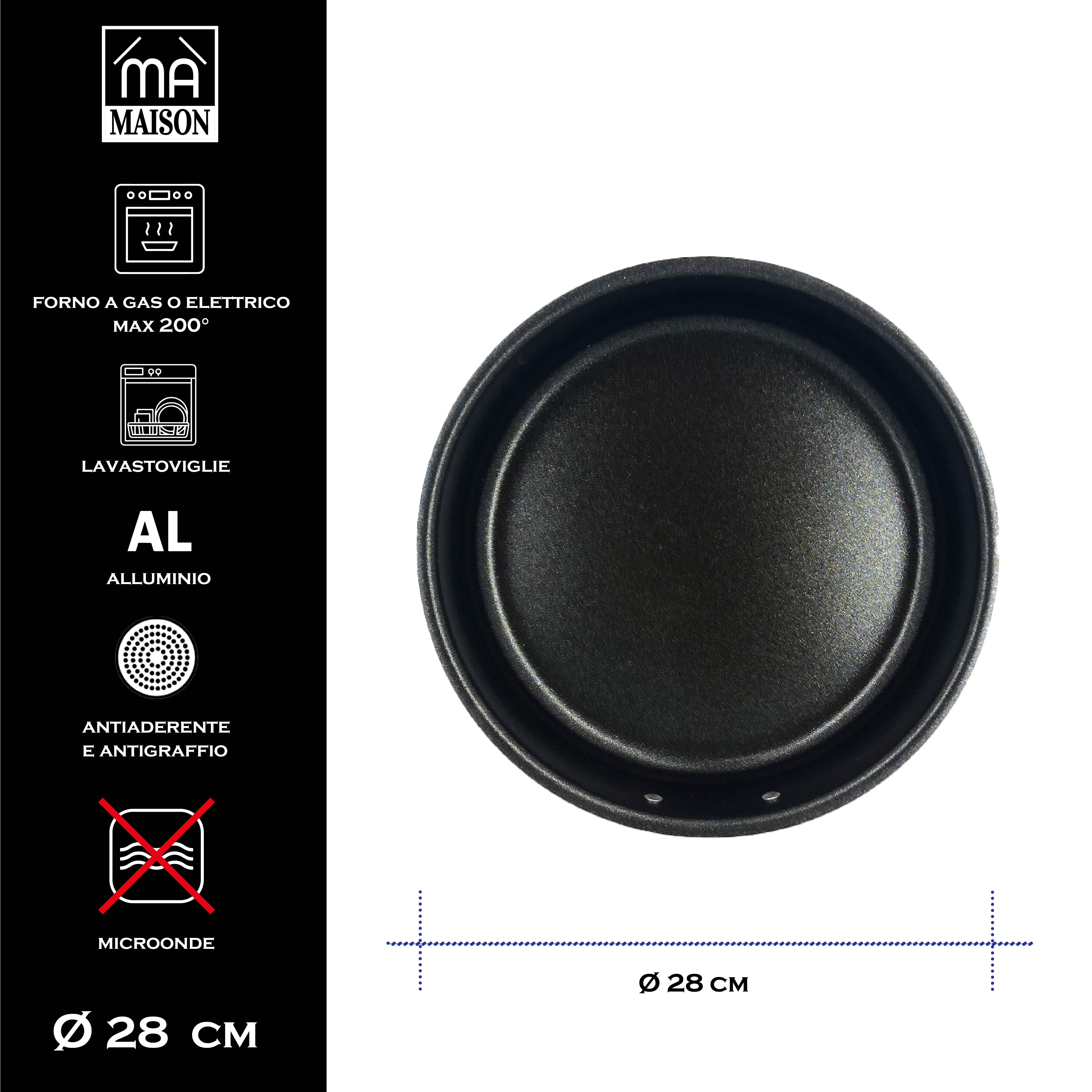 MA MAISON TORTIERA LINEA ALESSIA 28 CM SPESSORE 1.40 MM ANTIADERENTE E ANTIGRAFFIO IN ALLUMINIO