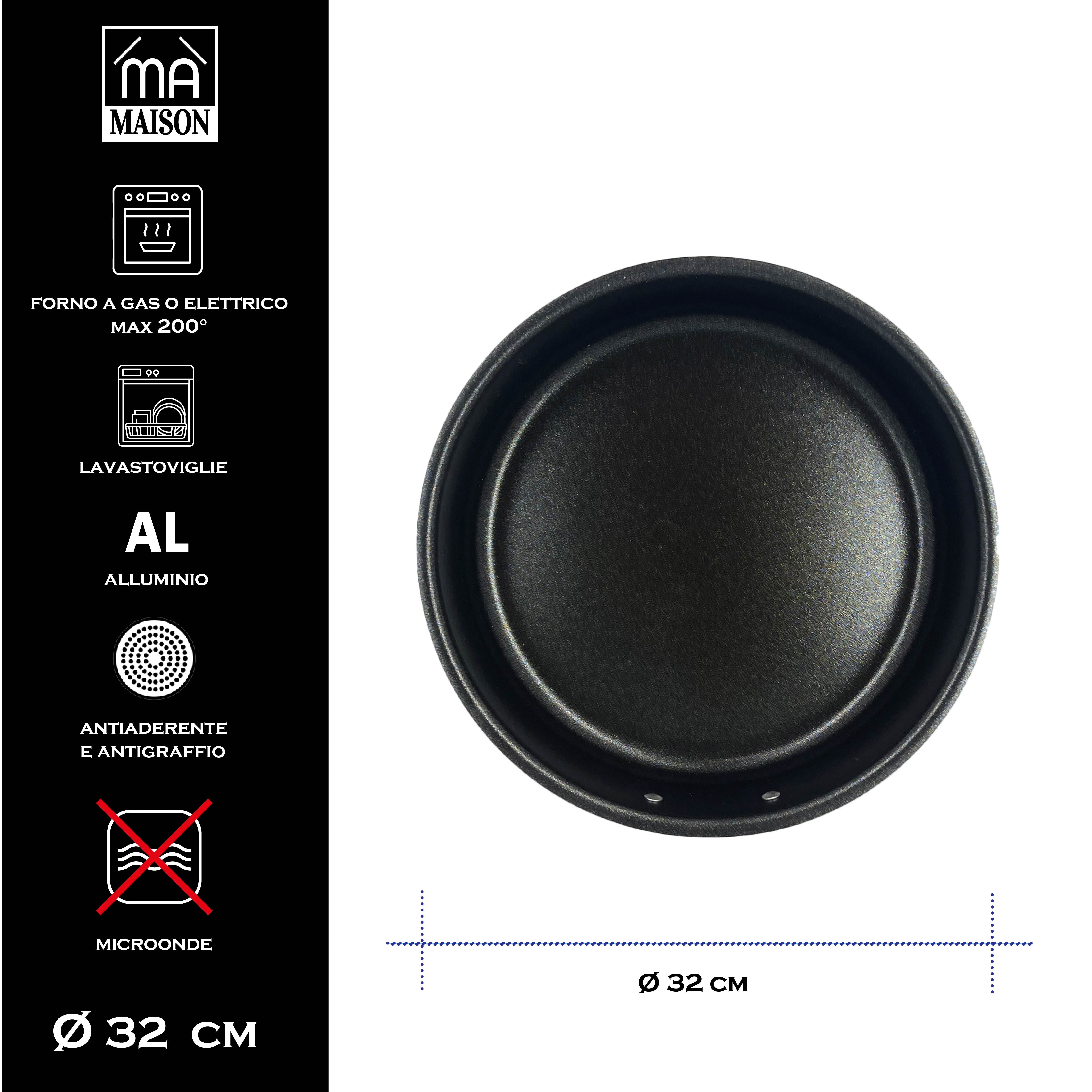 MA MAISON TORTIERA LINEA ALESSIA 32 CM SPESSORE 1,40 MM ANTIADERENTE E ANTIGRAFFIO IN ALLUMINIO