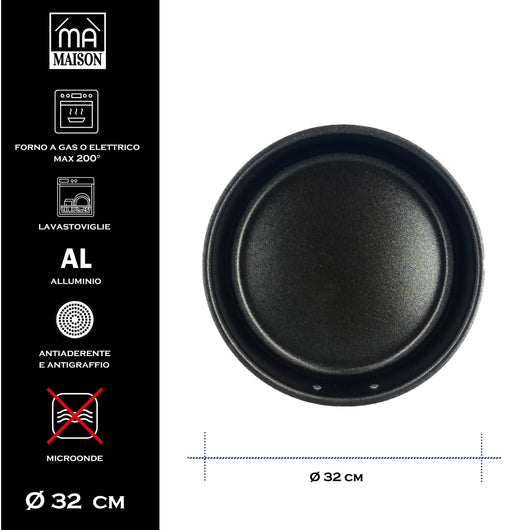 MA MAISON TORTIERA LINEA ALESSIA 32 CM SPESSORE 1,40 MM ANTIADERENTE E ANTIGRAFFIO IN ALLUMINIO