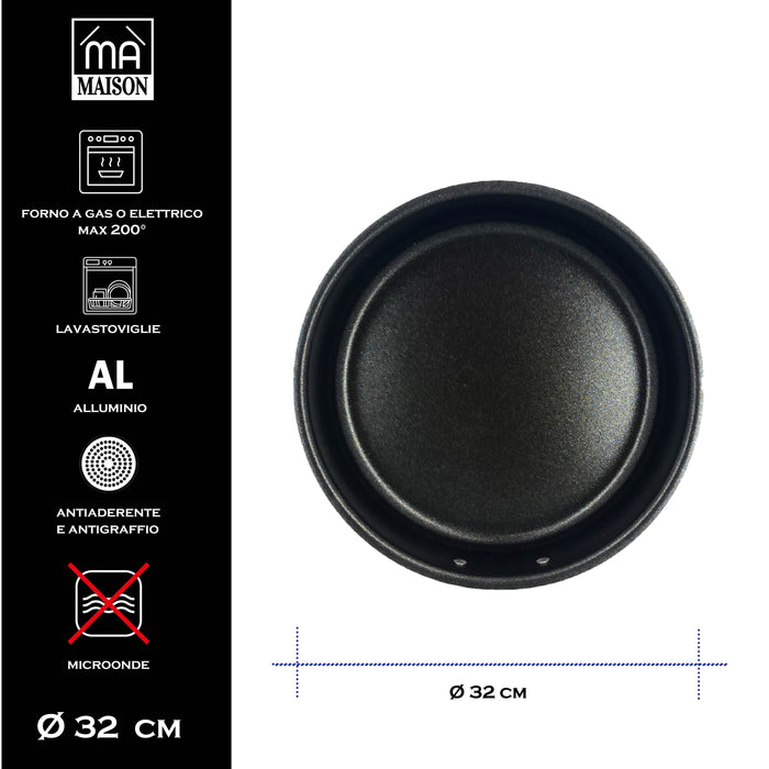 MA MAISON TORTIERA LINEA ALESSIA 32 CM SPESSORE 1,40 MM ANTIADERENTE E ANTIGRAFFIO IN ALLUMINIO