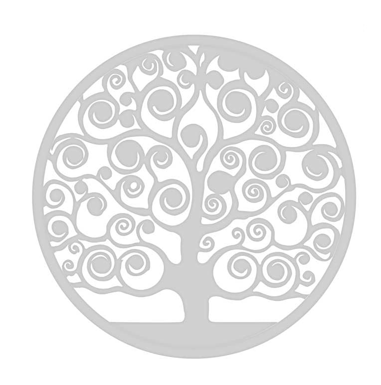 PANNELLO DEORATIVO TONDO IN METALLO 40 CM ALBERO DELLA VITA BIANCO