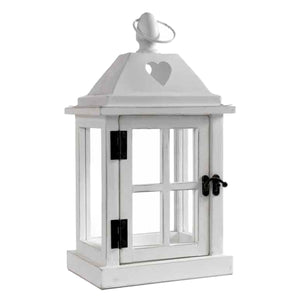 LANTERNA CON STRUTTURA IN LEGNO 15X12X27CM COLORE BIANCO