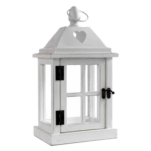 LANTERNA CON STRUTTURA IN LEGNO 15X12X27CM COLORE BIANCO
