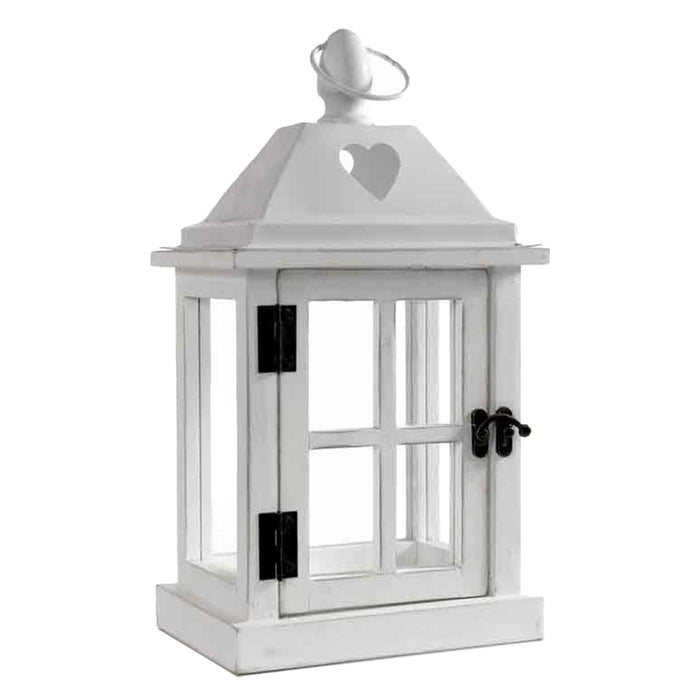 LANTERNA CON STRUTTURA IN LEGNO 15X12X27CM COLORE BIANCO