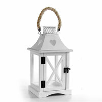LANTERNA CON STRUTTURA IN LEGNO 17.5 X 17.5 X 36 CM COLORE BIANCO