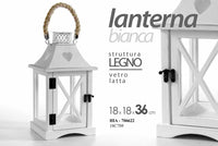 LANTERNA CON STRUTTURA IN LEGNO 17.5 X 17.5 X 36 CM COLORE BIANCO