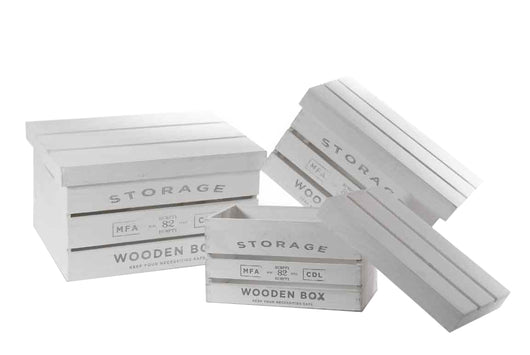 SET 3 CASSETTE IN LEGNO BIANCO CON COPERCHIO IN MISURE DIFFERENTI