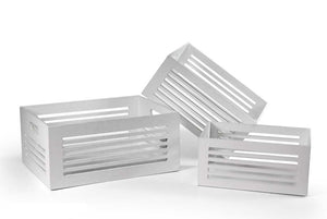 SET 3 CASSETTE BIANCHE DECORATIVE REALIZZATE IN LEGNO