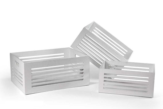 SET 3 CASSETTE BIANCHE DECORATIVE REALIZZATE IN LEGNO