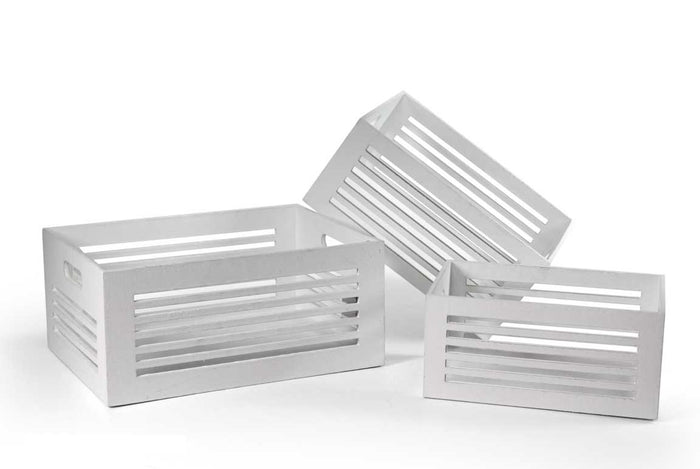 SET 3 CASSETTE BIANCHE DECORATIVE REALIZZATE IN LEGNO