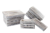 MAURY'S SET 3 CASSETTE IN LEGNO ANTICATO CON COPERCHIO IN MISURE DIFFERENTI