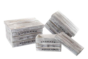 MAURY'S SET 3 CASSETTE IN LEGNO ANTICATO CON COPERCHIO IN MISURE DIFFERENTI