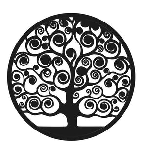 PANNELLO DEORATIVO TONDO IN METALLO 40CM ALBERO DELLA VITA NERO