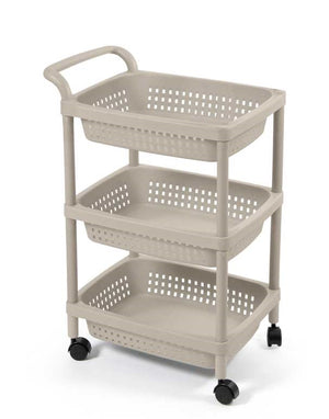 CARRELLO PORTAFRUTTA CON 3 CESTELLI 50X36X74 TORTORA