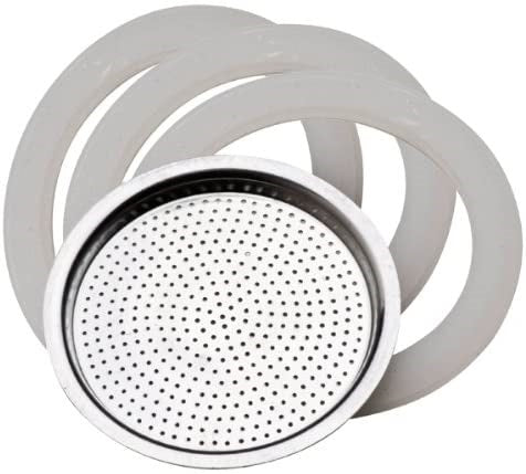 RICAMBI PER MOKA IN SET DA 3 PEZZI GUARNIZIONE E FILTRO PER MOKA DA 6 TAZZE