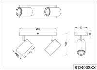 MARLEY BARRA DA SOFFITTO CON 2 FARETTI IN ACCIAIO 31.5 CM