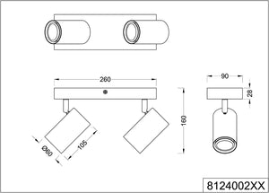 MARLEY BARRA DA SOFFITTO CON 2 FARETTI IN ACCIAIO 31.5 CM