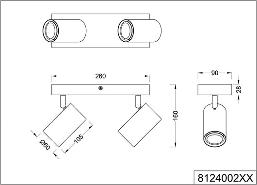 MARLEY BARRA DA SOFFITTO CON 2 FARETTI IN ACCIAIO 31.5 CM