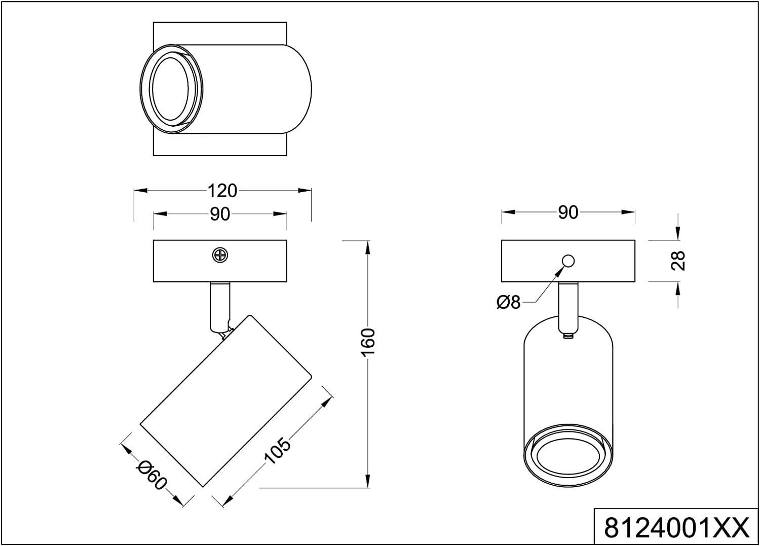 MARLEY FARETTO CON BASE IN ACCIAIO BIANCO DA H16.5 CM