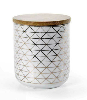 BARATTOLO IN PORCELLANA CON TAPPO IN LEGNO 10 X H12 CM