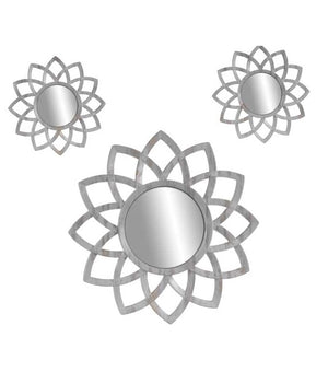 3 SPECCHI A FIORE IN COLORE BIANCO 35/20 CM IN PLASTICA