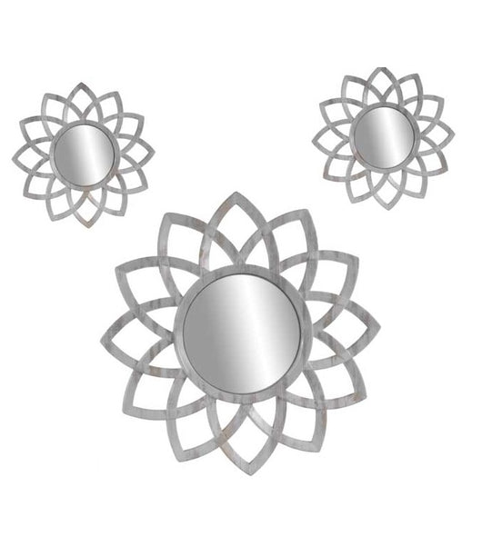 3 SPECCHI A FIORE IN COLORE BIANCO 35/20 CM IN PLASTICA