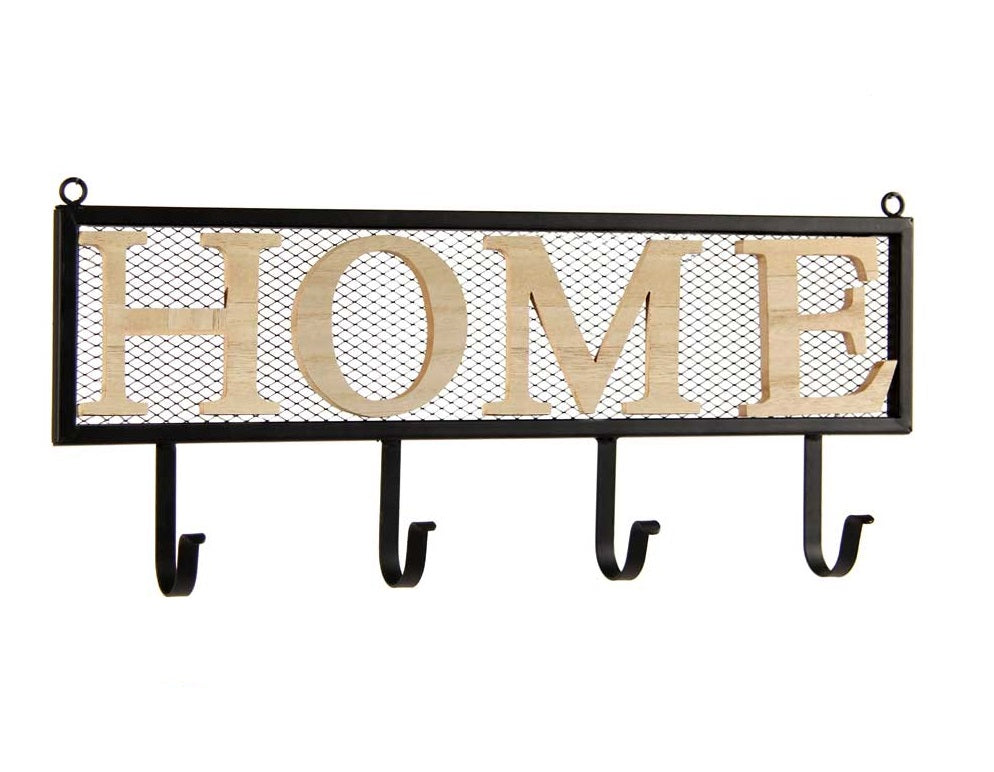 APPENDINO IN METALLO CON APPLICAZIONE IN LEGNO SCRITTA LOVE 46 X 20 X 6 CM