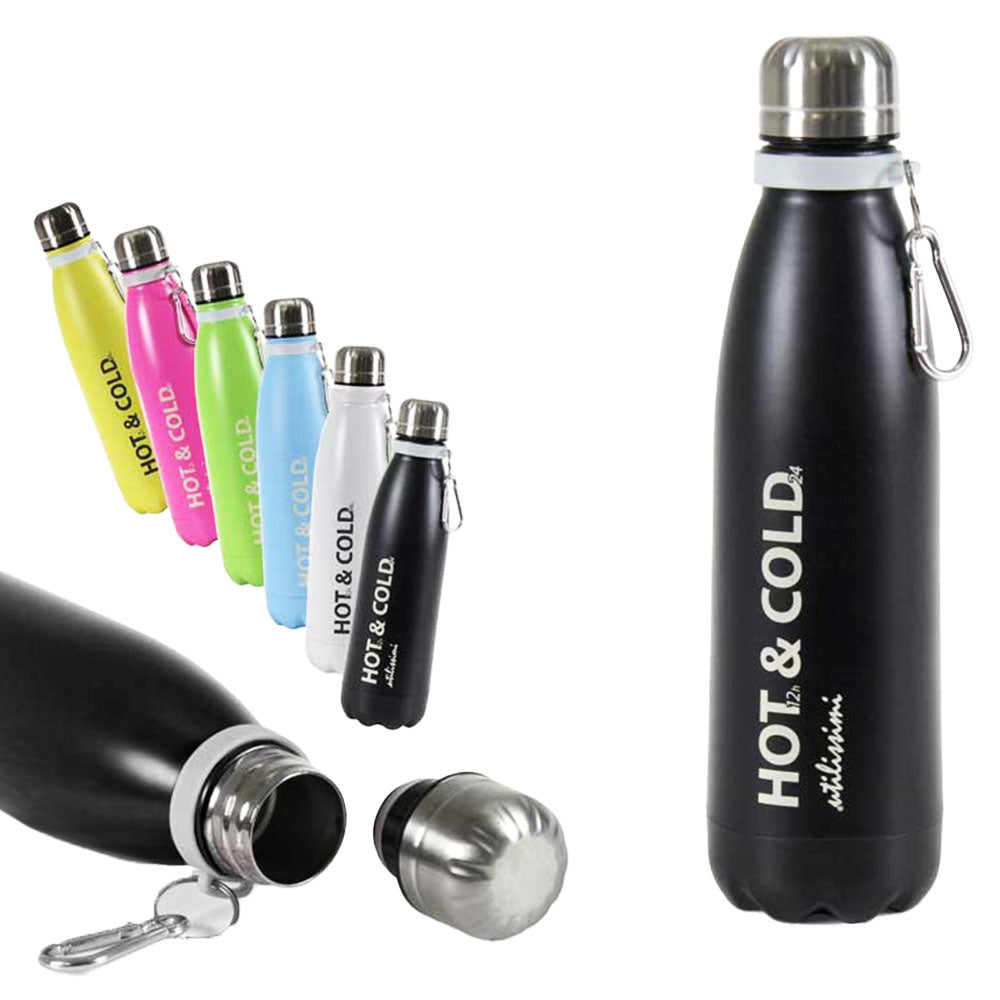 BOTTIGLIA THERMOS 500 ML IN ALLUMINIO IN COLORI ASSORTITI