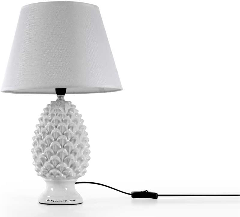 LAMPADA LUMETTO CON DESIGN A PIGNA CON BASE IN COLORE BIANCO 44.5 CM