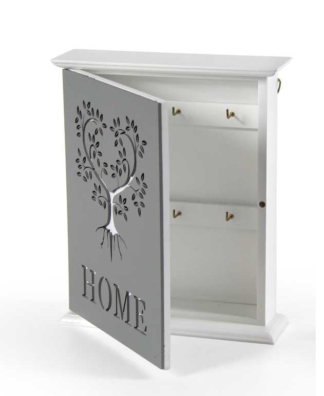 CASETTA PORTACHIAVI IN LEGNO 20X6X24 CM CON DECORO ASSORTITO