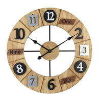 MAURY'S OROLOGIO DA PARETE IN LEGNO CON NUMERI SIMPATICI 60X5,5X60CM COLOR LEGNO