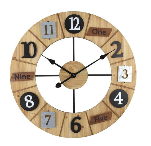 MAURY'S OROLOGIO DA PARETE IN LEGNO CON NUMERI SIMPATICI 60X5,5X60CM COLOR LEGNO