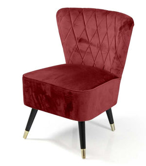 POLTRONA IN VELLUTO CON GAMBE NERE 63,5 X 66 X 84 CM CM COLORE BORDEAUX