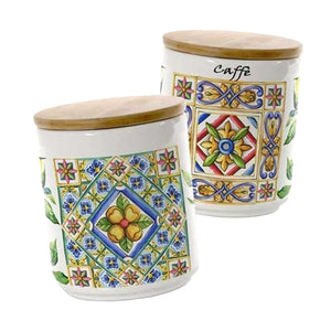 TERRA E SOLE BARATTOLO PER CAFFÈ REALIZZATO IN CERAMICA 10 X 12 CM