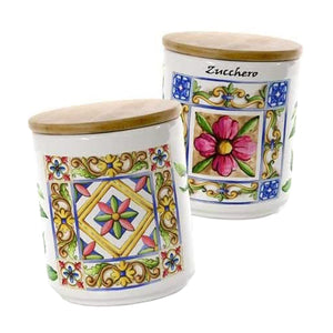 TERRA E SOLE BARATTOLO PER ZUCCHERO REALIZZATO IN CERAMICA 10 X 12 CM