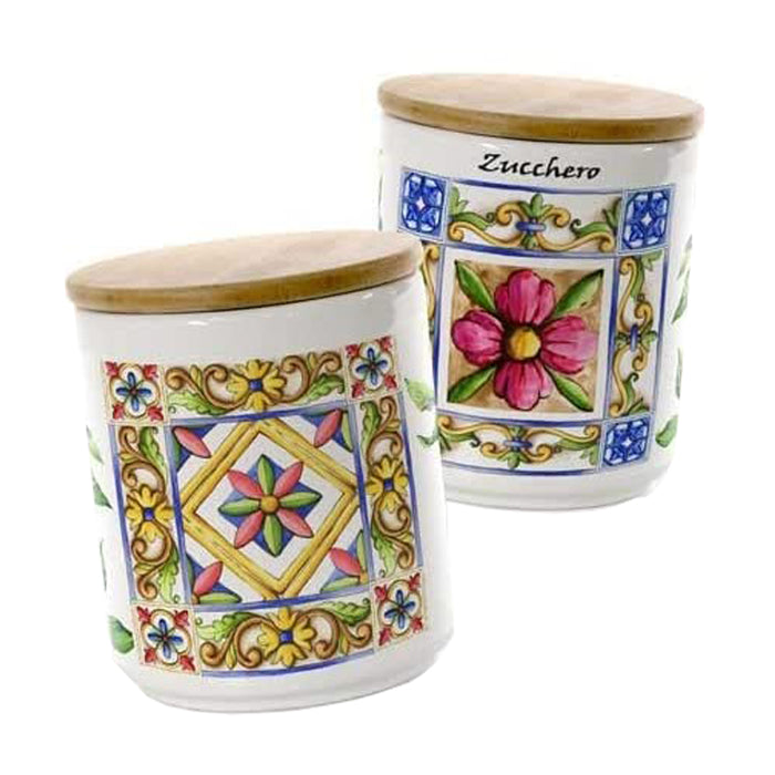 TERRA E SOLE BARATTOLO PER ZUCCHERO REALIZZATO IN CERAMICA 10 X 12 CM