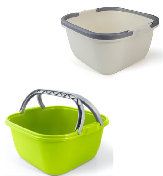 BACINELLA QUADRA IN PLASTICA CON MANICI 40 X 40 X H32 CM IN COLORE ASSORTITO