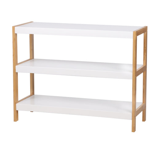 MAURY'S SCAFFALE WHITE BASSO CON 3 PIANI 70 X 26 X H54 CM E STRUTTURA BAMBOO