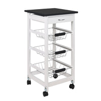 MAURY'S CARRELLO PORTAFRUTTA CON 3 CESTI IN COLORE BIANCO TOP NERO 37X37X76 H CM