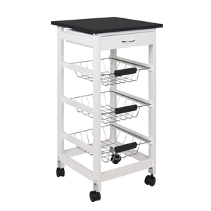 MAURY'S CARRELLO PORTAFRUTTA CON 3 CESTI IN COLORE BIANCO TOP NERO 37X37X76 H CM