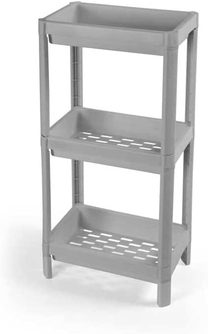 SCAFFALE IN PLASTICA CON 3 RIPIANI 36 X 23 X H70 CM COLORE GRIGIO