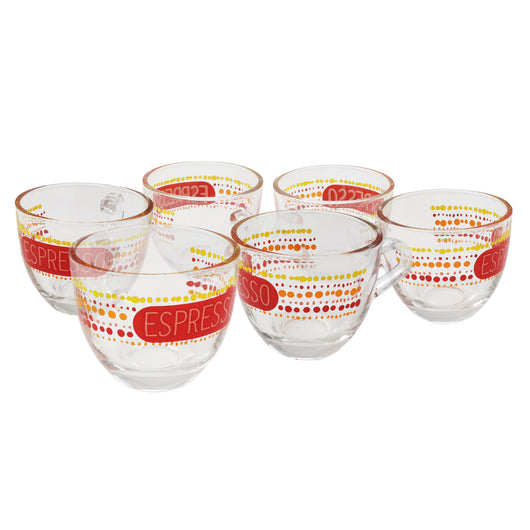 SET 6 TAZZINE LOOK CAFFÈ ESPRESSO REALIZZATE IN VETRO