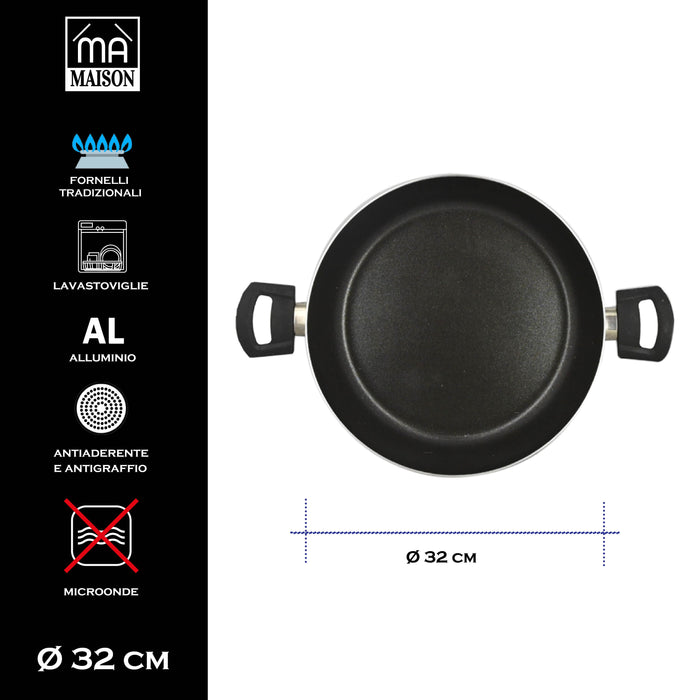 MA MAISON TEGAME ALTO LINEA ALESSIA 32 CM ANTIADERENTE E ANTIGRAFFIO IN ALLUMINIO