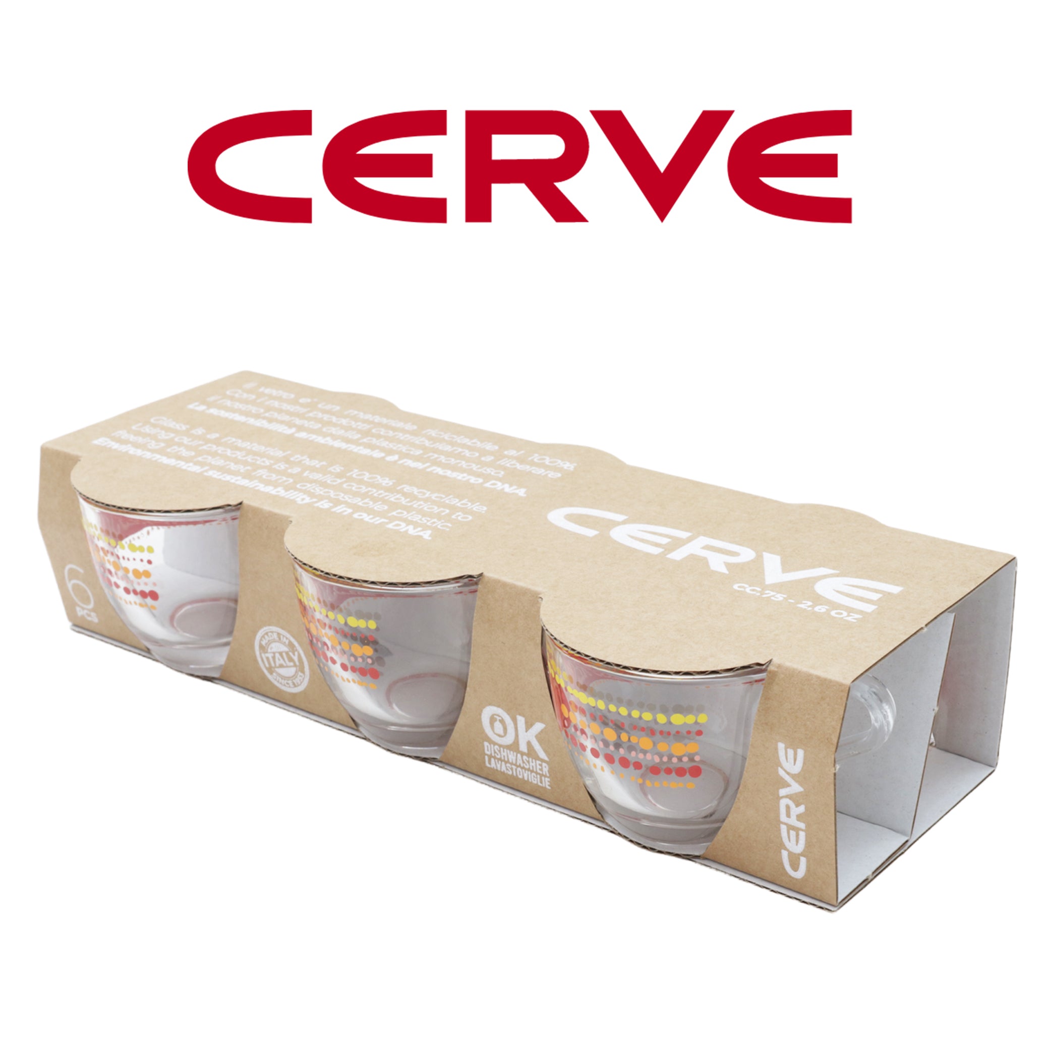 SET 6 TAZZINE LOOK CAFFÈ ESPRESSO REALIZZATE IN VETRO