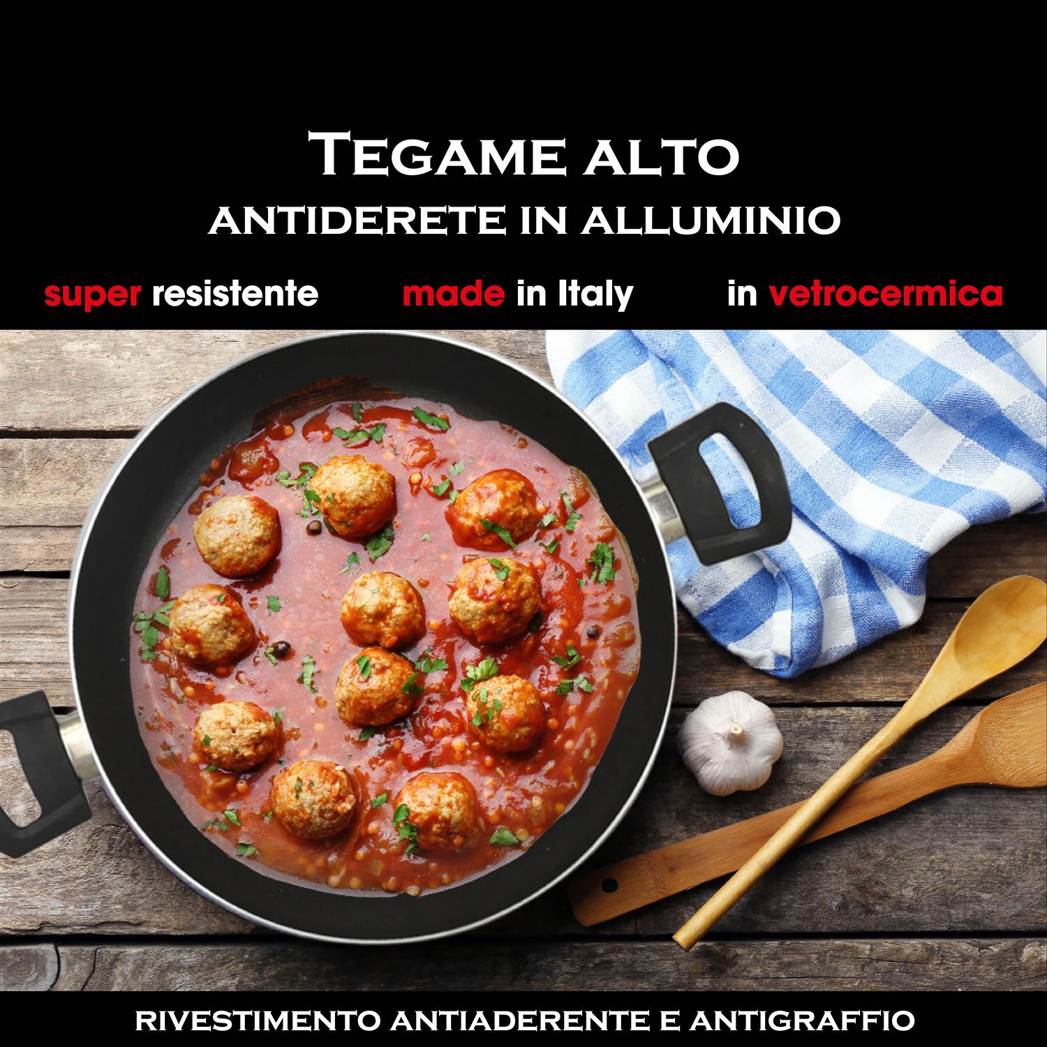 MA MAISON TEGAME ALTO LINEA ALESSIA 32 CM ANTIADERENTE E ANTIGRAFFIO IN ALLUMINIO