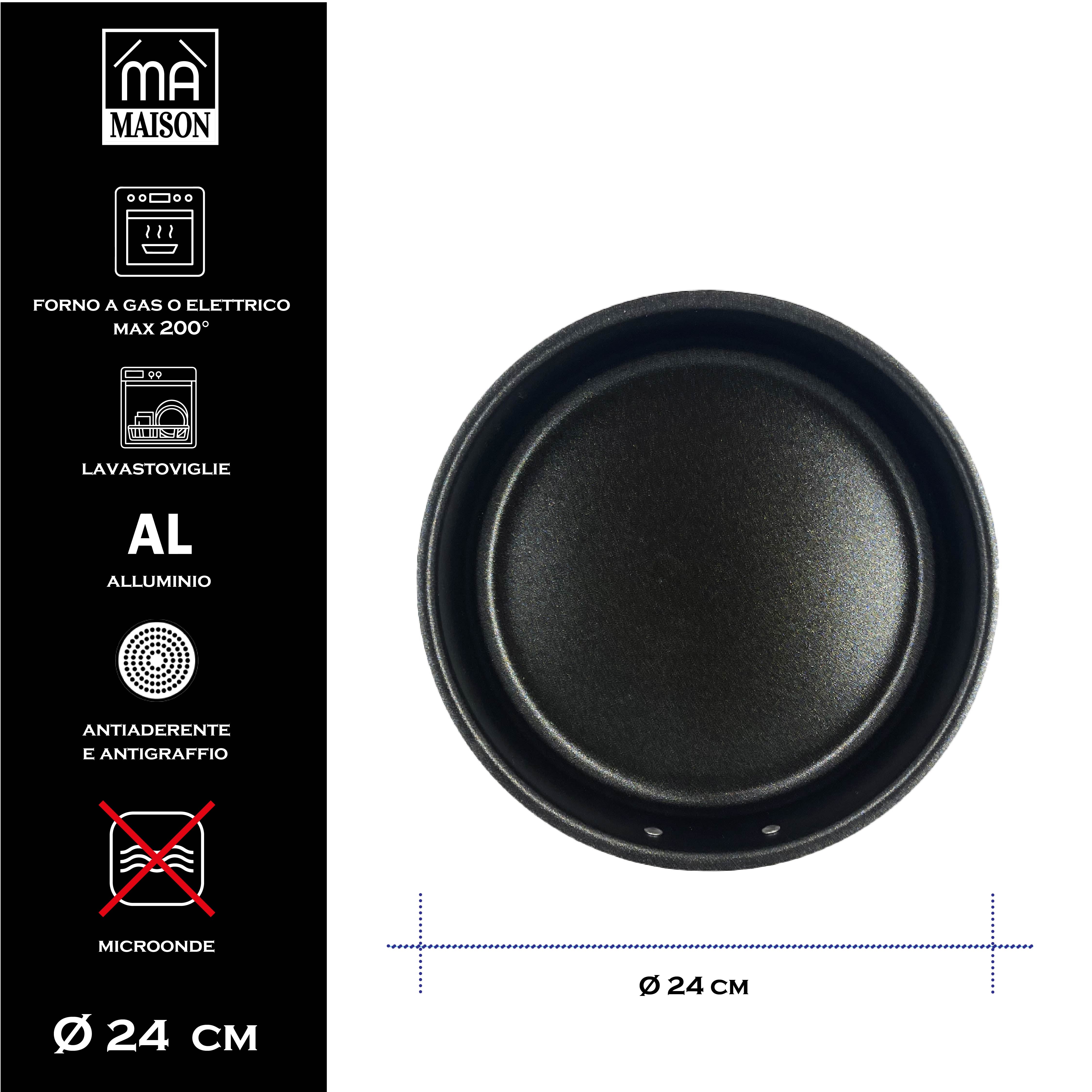 MA MAISON TORTIERA LINEA ALESSIA 24 CM ANTIADERENTE E ANTIGRAFFIO IN ALLUMINIO
