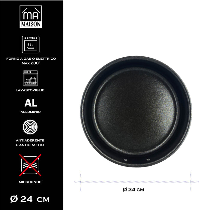 MA MAISON TORTIERA LINEA ALESSIA 24 CM ANTIADERENTE E ANTIGRAFFIO IN ALLUMINIO